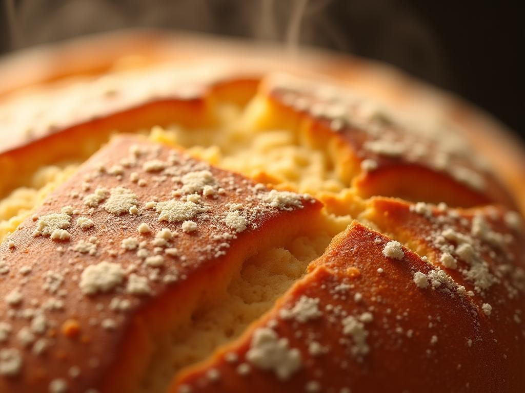 Gros plan sur la croûte dorée d'un pain artisanal, ou une table de banquet élégamment dressée.