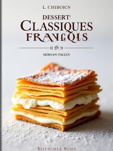 Couverture du livre 'Desserts Classiques Français', illustrant un mille-feuille.